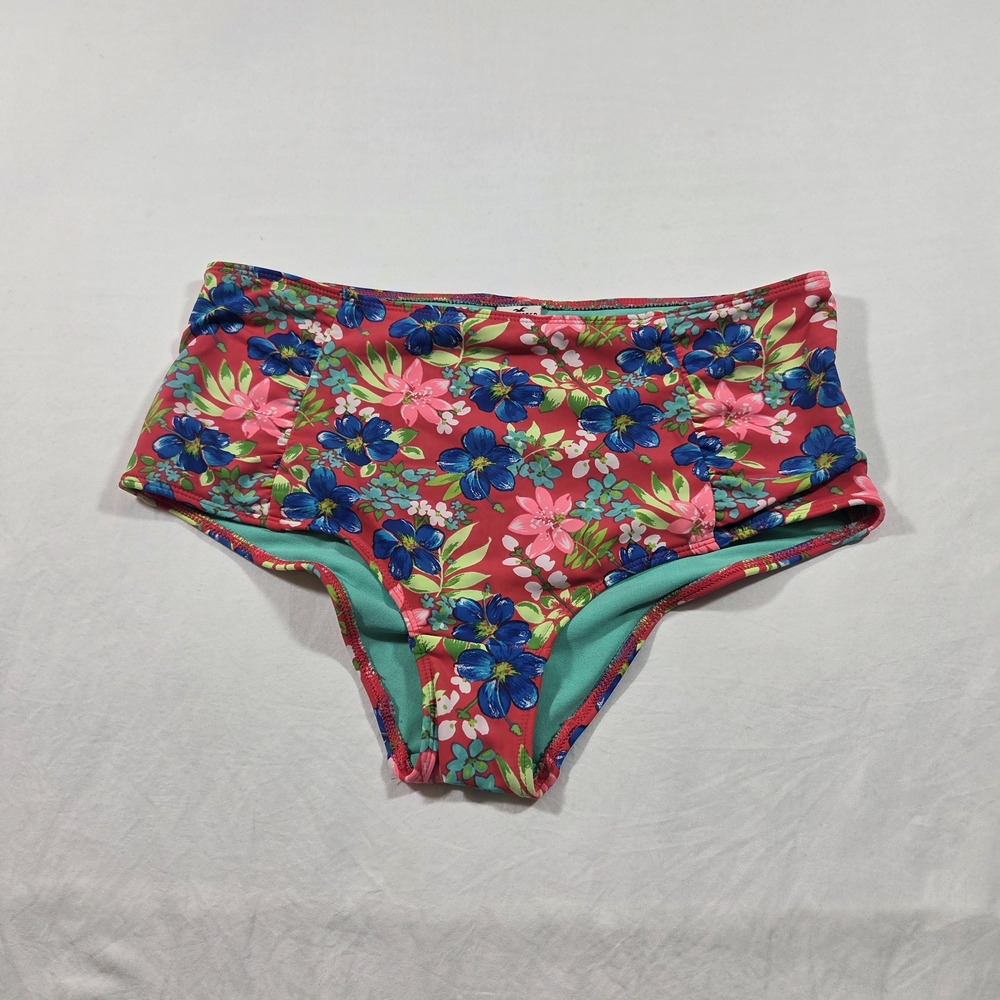 Hollister California Swim Floral Tropical High-Waist Bikini Bottoms - Pink  Blue